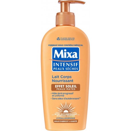 MIXA Lait Corps Nourrissant Huile d'Abricot Et Karité Effet Soleil Pour Peaux Mates 250ml