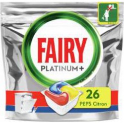 Fairy Capsules pour lave-vaisselle Tout-en-1 Platinum+ PEPS Citron x26