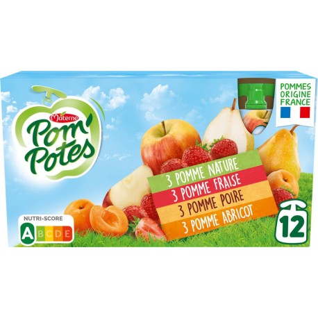Pom Potes Compotes en gourde assortiment POM'POTES 12x90g 1080g