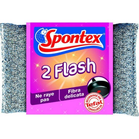 Spontex Tampon 2 Flash Ne Raye Pas Fibre Délicate Par 2