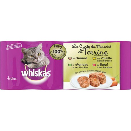 Whiskas Boîtes pour Chat La Carte du Marché en Terrine 4x400g 1.6Kg