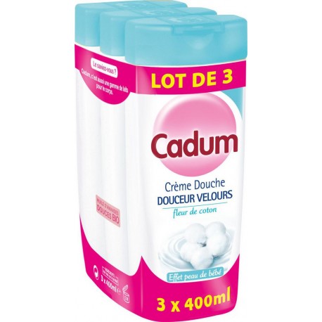Cadum Douche velours fleur de coton x3 400ml 1.2L x3 flacons 400ml