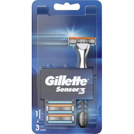 GILLETTE Rasoir sensor 3 le kit du rasoir + 3 lames rasoir + 3 lames