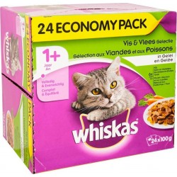 Whiskas 1 an et plus Viandes et Poissons Sélection Légumes en Gelée par 24x100g 2,4Kg