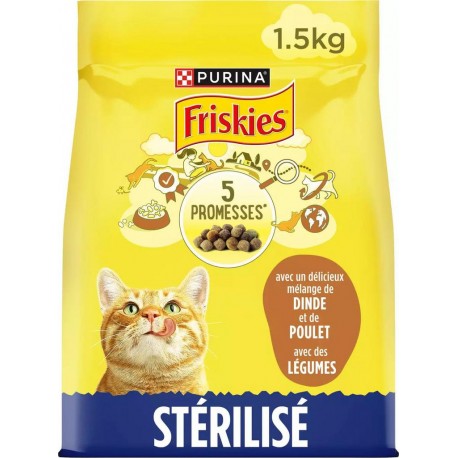 Friskies Croquettes Chats Stérilisés Dinde Poulet Légumes 1,5Kg