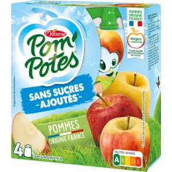 Pom'Potes Compotes en gourde Pommes sans sucres ajoutés 4x90g 360g