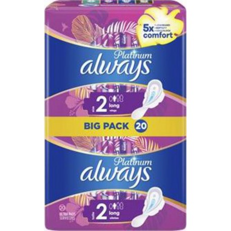 Always Serviette hygiénique Platinum long x20 paquet 20 serviettes