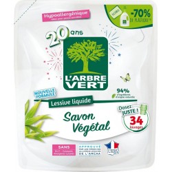 L'ARBRE VERT LESSIVE LIQUIDE ECOLOGIQUE x34 1530ml (lot de 3)