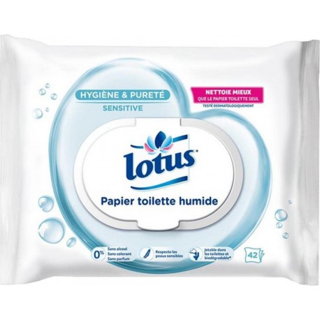 Lotus Papier Toilette Humide Sensitive 42 Lingettes (lot de 12 paquets soit 504 lingettes)