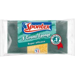 Spontex Gratte-Eponge super Efficace Le Plus Vendu En France Par 3 (lot de 6 soit 18 éponges)