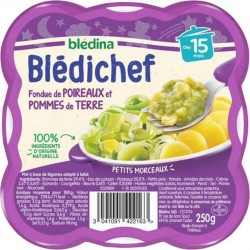 Blédina Blédichef Fondue de Poireaux et Pommes de Terre (dès 15 mois) l’assiette de 250g (lot de 8)