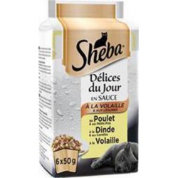 Sheba Délices du Jour en sauce à la volaille et légumes pour chats les 6 sachets de 50g