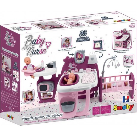 Smoby Grande maison des bébés Baby Nurse 19 Accessoires rose foncé 220349