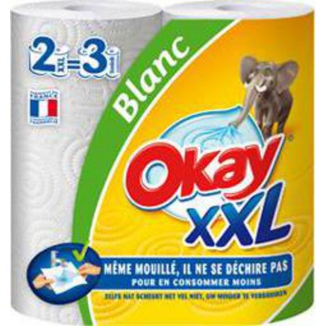 Okay XXL Essuie-tout compact blanc x2 rouleaux