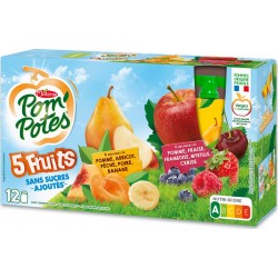 Pom'Potes Compotes pommes fruits rouges & pommes fruits jaunes 12x90g 1.08Kg