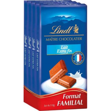 Lindt Chocolat Lait Extra Fin 4x100g