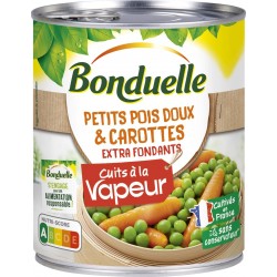 BONDUELLE VAPEUR PETITS POIS DOUX & CAROTTES extra fondants 530g