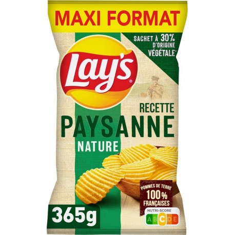 LAY'S PAYSANNES CHIPS PAYSANNE SACHET 365GR 1CT ONDULE NATURE