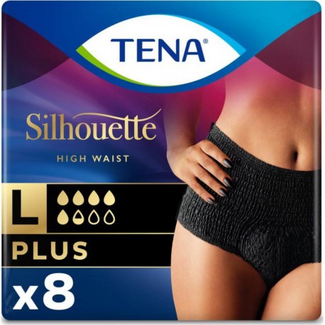 Tena Culottes Silhouette TailleL Noir x8 paquet 8