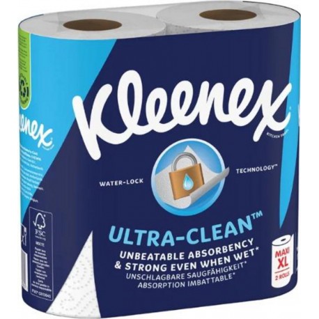 KLEENEX ULTRA-CLEAN ESSUIE-TOUT 2 ROULEAUX MAXI XL