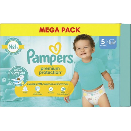 Pampers Couches Bébé Taille 5 11-16Kg Premium Protection x82
