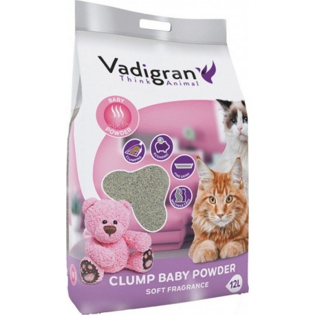 Vadigran Litière Chat 12 Litres Bentonite Babypowder 12Kg