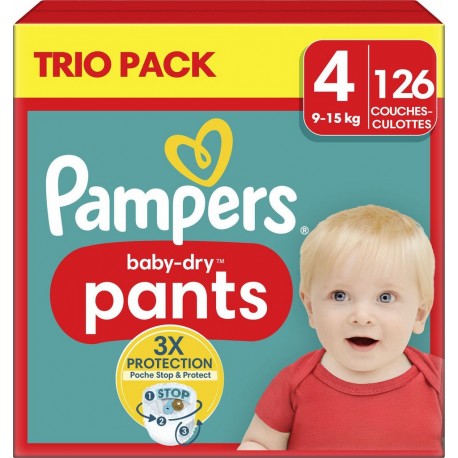 PAMPERS Couches Culottes Bébé Baby Dry Pants 9 15Kg Taille 4 pack de 126 couches culottes