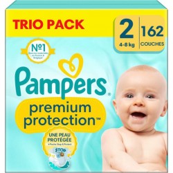 PAMPERS Couches Bébé Premium Protection Taille 2 4-8Kg x162