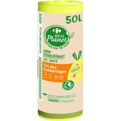 ECOPLANET Sac poubelle à lien coulissant, spécial tri sélectif 50L les 10 sacs