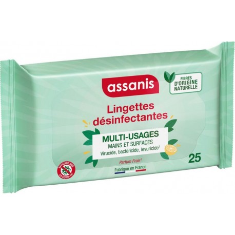 ASSANIS Lingettes Nettoyante Désinfectantes 25 lingettes