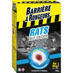 Barrière à Rongeurs Anti rats appât céréales 6x25g 150g