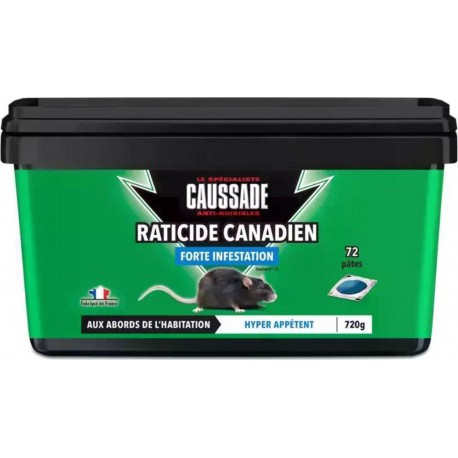 Caussade Raticide Canadien Pat'appât Forte Infestation 720g