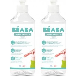 BÉABA Béaba Lot De 2 Liquides Vaisselle, Sans Parfum, Origine Naturelle, 500ml