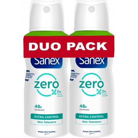 SANEX Déodorant Extra Control 0% lot de 2 flacons de 100ml
