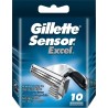 Gillette Sensor Excel Lames de Rasoir Revêtement Chrome pour Homme 10 Recharges