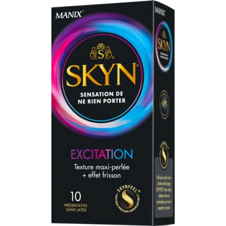MANIX SKYN CONTRACEPTIF BOITE 10CT HOMME MAXI PERLEE + EFFET FRISSON PRESERVATIF LUBRIFIE AVEC RESERVOIR
