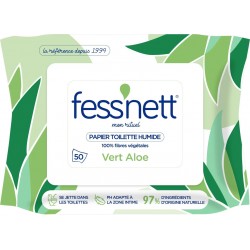 Fess'nett Fess’nett Papier Toilette Humide Peaux Normales 50 Lingettes Vert Ylang Aloe