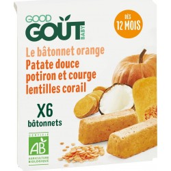 GOOD GOUT Le Bâtonnet Orange Dès 12 Mois Lentilles Corail, Courges Lait De Coco Bio 132g