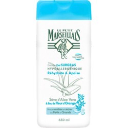 Le Petit Marseillais Gel Douche & Bain Surgras Hypoallergénique Réhydrate & Apaise Aloe Vera & Fleur Oranger 650ml (lot de 2)