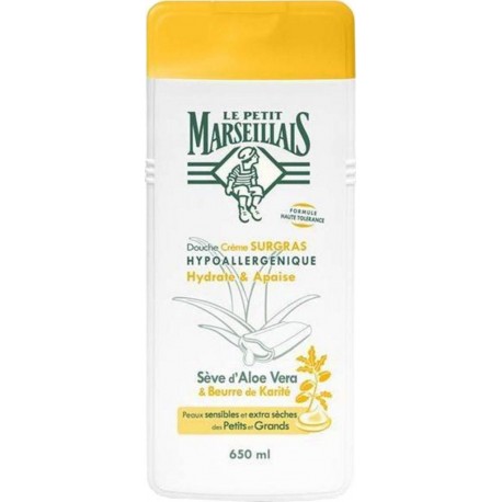 Le Petit Marseillais Douche & Bain Surgras Hypoallergénique Hydrate & Apaise Sève d’Aloe Vera & Karité 650ml (lot de 2)