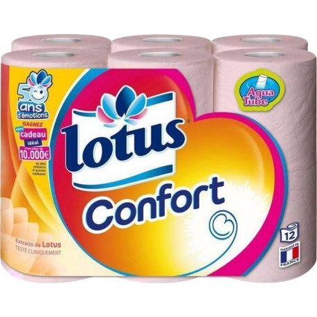 Lotus Confort Rose Et Blanc x12 (lot de 2 soit 24 rouleaux)