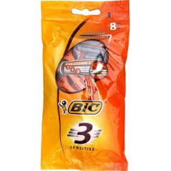 Bic 3 Sensitive par 8 Rasoirs Jetables 3 Lames pour Homme avec Aloé + Vitamin E (lot de 3 soit 24 rasoirs)