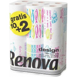 Renova Essuie-tout Design x12 rouleaux (lot de 2 packs de 12 soit 24 rouleaux)