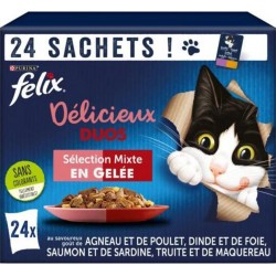 Felix Pâtée pour chat adulte délicieux duos en gelée 85g x24 2.04Kg