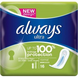 Always Ultra Serviettes Hygiéniques Taille 1 Normal x16 (lot de 4)