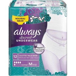 Always Discreet Underwear Culottes Taille Basse Normal M x12 (lot de 2)