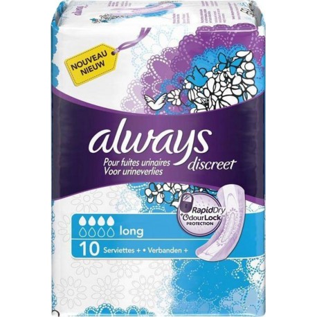Always Discreet Serviettes Pour Fuites Urinaires Long x10 (lot de 3)