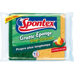 Spontex 3 Gratte-Eponge Stop-Graisse Système Exclusif Par 2 (lot de 6 soit 12 éponges)