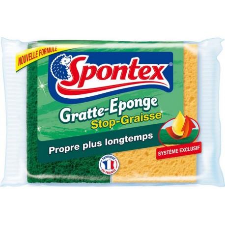 Spontex 3 Gratte-Eponge Stop-Graisse Système Exclusif Par 2 (lot de 6 soit 12 éponges)