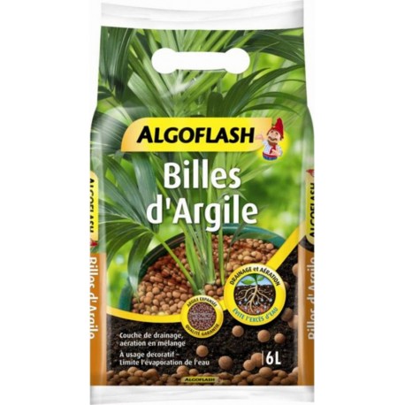 Algoflash Terreau Billes d’Argile Drainage et Aération 6L (lot de 2 soit 12L)